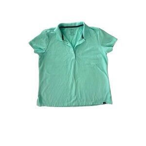 L.L. Bean Polo Shirt Womens XL Solid Mint Short Sleeve Cotton Preppy Golf Tennis